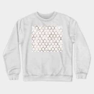 Rose gold mermaid scales - white marble Crewneck Sweatshirt